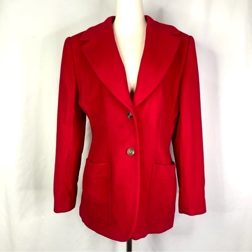 VINTAGE Giorgio Sant'Angelo bright red wool and cashmere blazer jacket 8